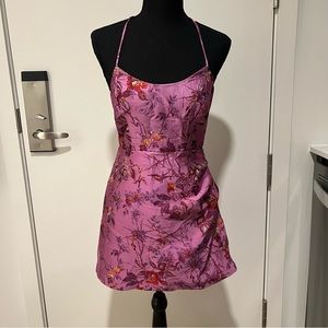 NWT Urban Outfitters Purple Floral Strappy back Mini Dress Size Small.